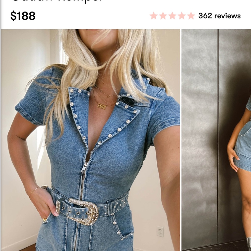 Show Me Your MuMu Blue Denim Romper